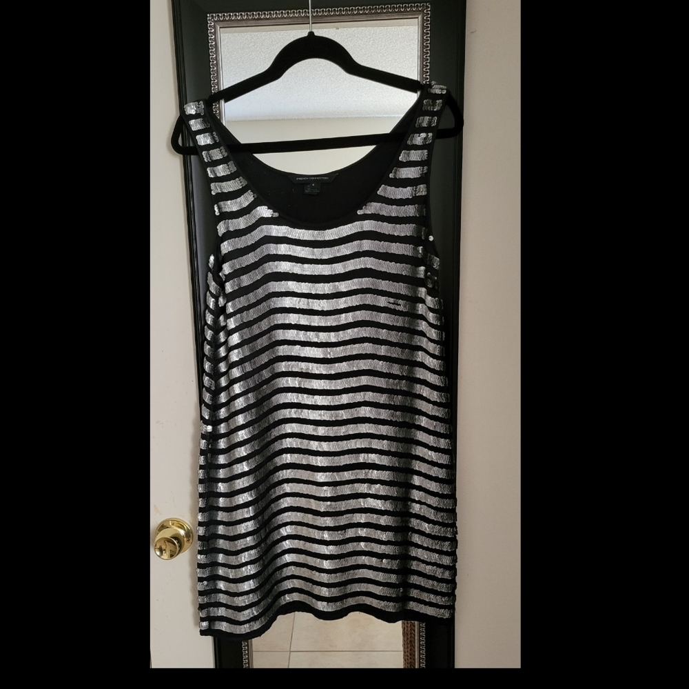 French Connection Woman's Black and Silver Seqioned Dress Size 4